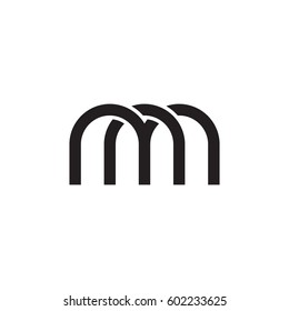 Initial letters nm, mn, round overlapping chain shape lowercase logo modern design monogram black