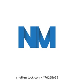 Initial letters NM overlapping fold logo blue