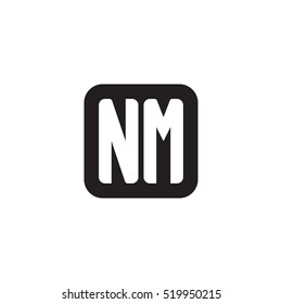 Initial letters NM rounded square shape monogram black simple logo
