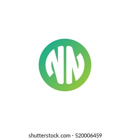 Initial letters NN circle shape green simple logo