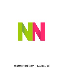 Initial letters NN overlapping fold logo green magenta