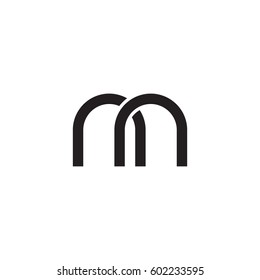 Initial letters nn, round overlapping lowercase logo modern design monogram black