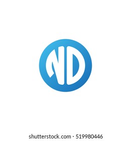 Initial letters NO circle shape blue simple logo