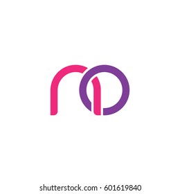 Initial letters no, round overlapping chain shape lowercase logo modern design pink purple