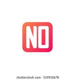 Initial letters NO rounded square shape red orange simple logo