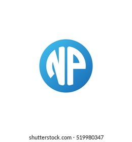 Initial letters NP circle shape blue simple logo