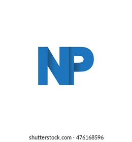 Initial letters NP overlapping fold logo blue