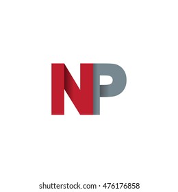 Initial letters NP overlapping fold logo red gray