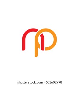Initial letters np, round linked overlapping chain shape lowercase logo modern design red orange