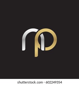 Initial letters np, round overlapping chain shape lowercase logo modern design silver gold