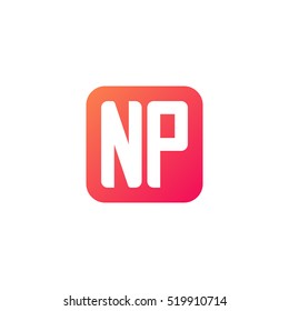 Initial letters NP rounded square shape red orange simple logo