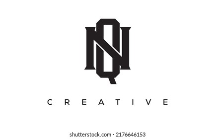 Initial letters NQ, QN Monogram logo design with Creative Style alphabet symbol. NQ, QN Spiral letters Universal elegant vector emblem, logotype. Graphic alphabet symbol for corporate identity