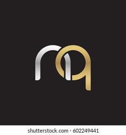 Initial letters nq, round overlapping chain shape lowercase logo modern design silver gold