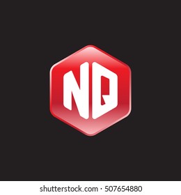 Initial letters NQ rounded hexagon shape red modern logo