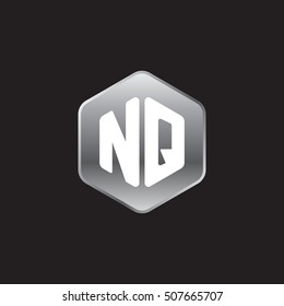 Initial letters NQ rounded hexagon shape silver modern logo