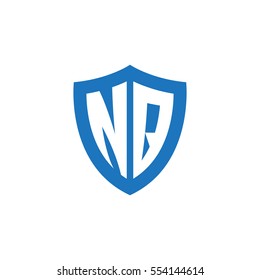 Initial letters NQ shield shape blue simple logo