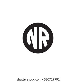 Initial letters NR circle shape monogram black simple logo