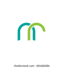 Initial letters nr, round overlapping lowercase logo modern design modern green