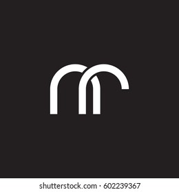 Initial letters nr, round overlapping chain shape lowercase logo modern design white black background