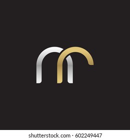 Initial letters nr, round overlapping lowercase logo modern design silver gold