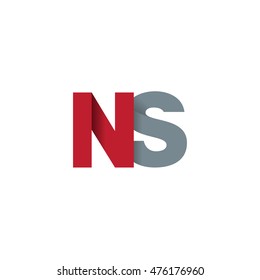 Initial letters NS overlapping fold logo red gray