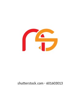 Initial letters ns, round linked overlapping chain shape lowercase logo modern design red orange