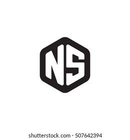 Initial letters NS rounded hexagon shape monogram black simple modern logo