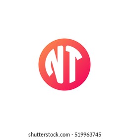 Initial letters NT circle shape red orange simple logo