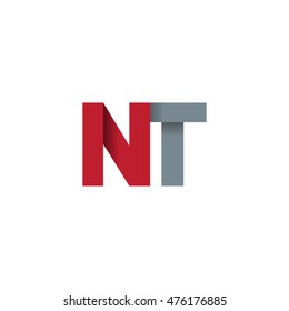 Initial letters NT overlapping fold logo red gray