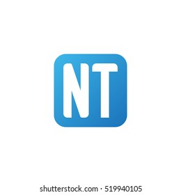 Initial letters NT rounded square shape blue simple logo