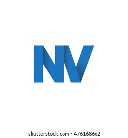 Initial letters NV overlapping fold logo blue