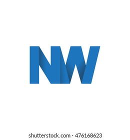 Initial letters NW overlapping fold logo blue