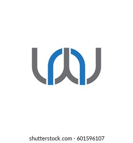 Initial letters nw, wn, round linked overlapping chain shape lowercase logo modern design blue gray