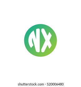 Initial letters NX circle shape green simple logo