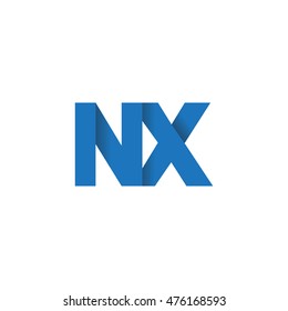 Initial letters NX overlapping fold logo blue