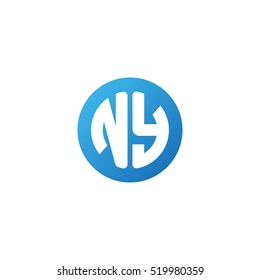 Initial letters NY circle shape blue simple logo