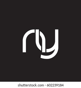 Initial letters ny, round overlapping lowercase logo modern design white black background