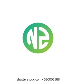 Initial letters NZ circle shape green simple logo