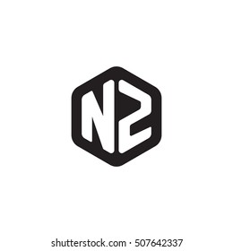 Initial letters NZ rounded hexagon shape monogram black simple modern logo