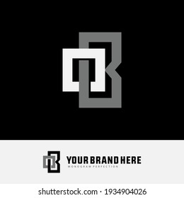 Initial letters O, B, OB or BO overlapping, interlock, monogram logo, white and gray color on black background