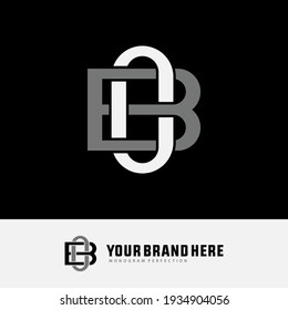 Initial letters O, B, OB or BO overlapping, interlock, monogram logo, white and gray color on black background