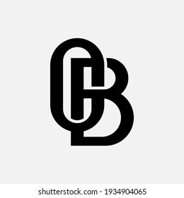 Initial letters O, B, OB or BO overlapping, interlock, monogram logo, black color on white background