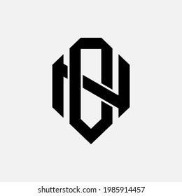 Initial letters O, N, ON or NO overlapping, interlocked monogram logo, black color on white background