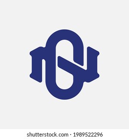 Initial letters O, N, ON or NO overlapping, interlocked monogram logo, blue color on white background