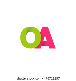 Initial letters OA overlapping fold logo green magenta