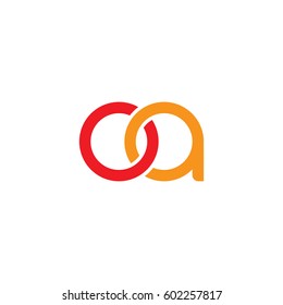 Initial letters oa, round overlapping chain shape lowercase logo modern design red orange