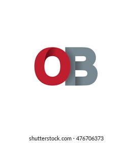 Initial letters OB overlapping fold logo red gray