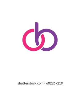 Initial letters ob, round overlapping chain shape lowercase logo modern design pink purple