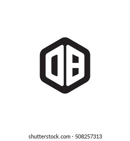 Initial letters OB rounded hexagon shape monogram black simple modern logo