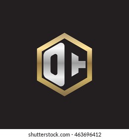 Initial letters OC negative space hexagon shape logo silver gold